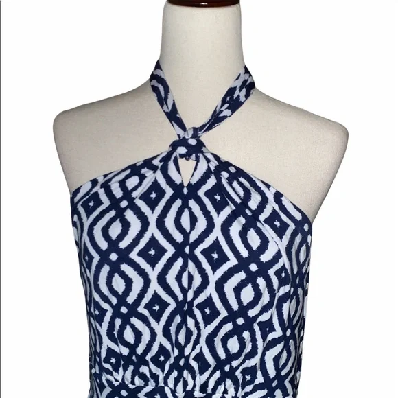 Vineyard Vines Halter Maxi Navy Blue Dress - L - Picture 3 of 12